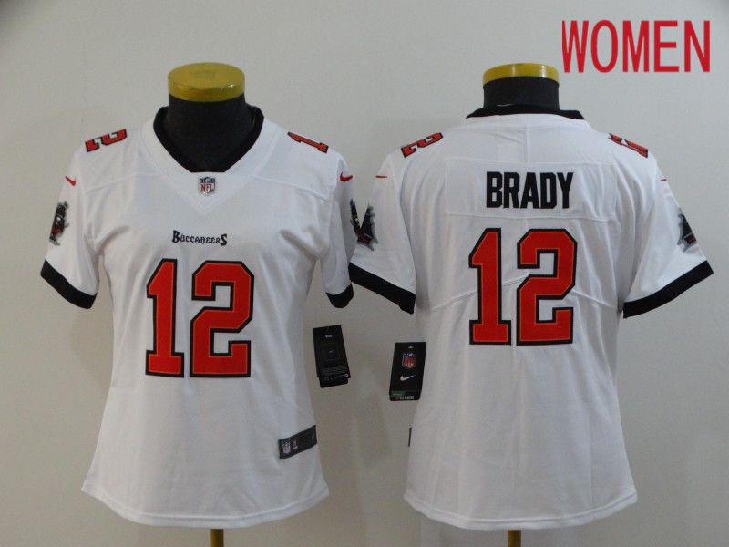 Women Tampa Bay Buccaneers #12 Brady White New Nike Limited Vapor Untouchable NFL Jerseys->women nfl jersey->Women Jersey